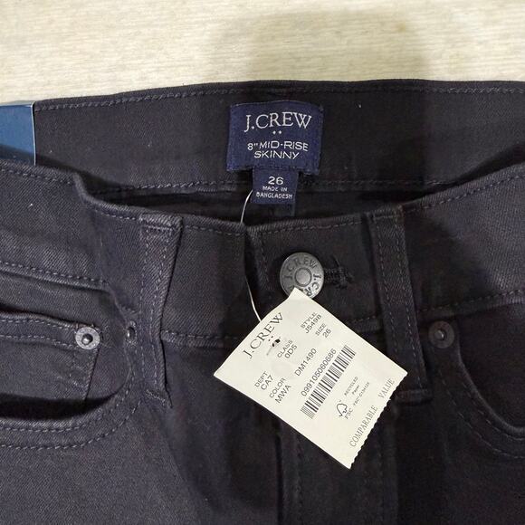 NWT J. Crew 8" Mid-Rise Black Skinny Jean in Signature Stretch Size 26 - Picture 4 of 6